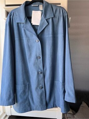 NWT $109 Blue Structured Button Down Shacket Jacket Women’s Size 3X Plus